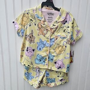 NEW Pokemon Kids Pajama Set - Light Yellow with Multicolor Characters 6/6X